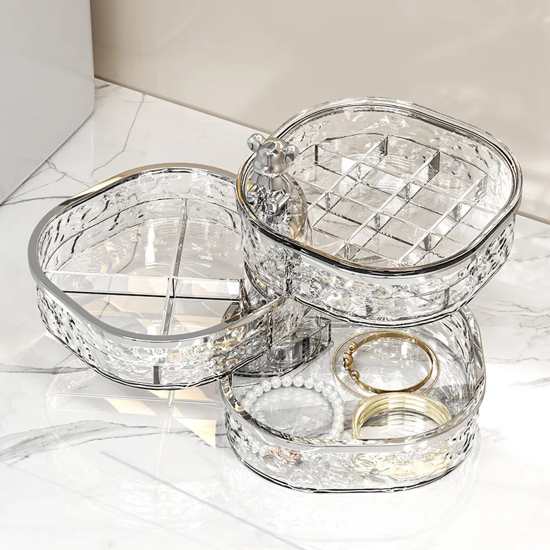 Rotating Jewelry Storage Box Makeup Storage Rack Multi-Layered Bracelet Earring Acrylic Organizer Boxes Holder Display Holder