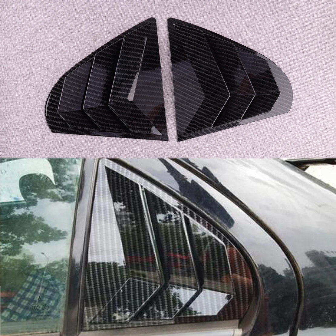 1 Pair Black Carbon Fiber Style ABS Rear Side Window Louver Shutter Air Vent Trim Cover Fit for Mitsubishi Lancer EVO 2009-2016