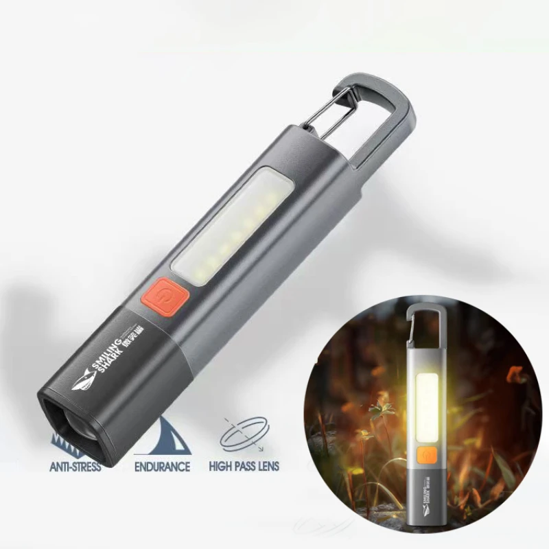 New Xiaomi Outdoor Flashlight Portable Strong Light Variable Focus with Floodlight Side Light Long Range Rechargeable Flashlight