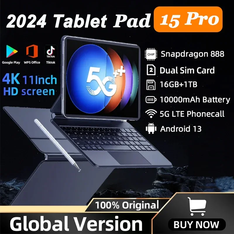 

Горячая Распродажа, Оригинальный планшет Xiaomi Pad 15 Pro, 11 дюймов, HD, 16 ГБ, 1 ТБ, Wi-Fi, Android, планшеты Mi Google Play