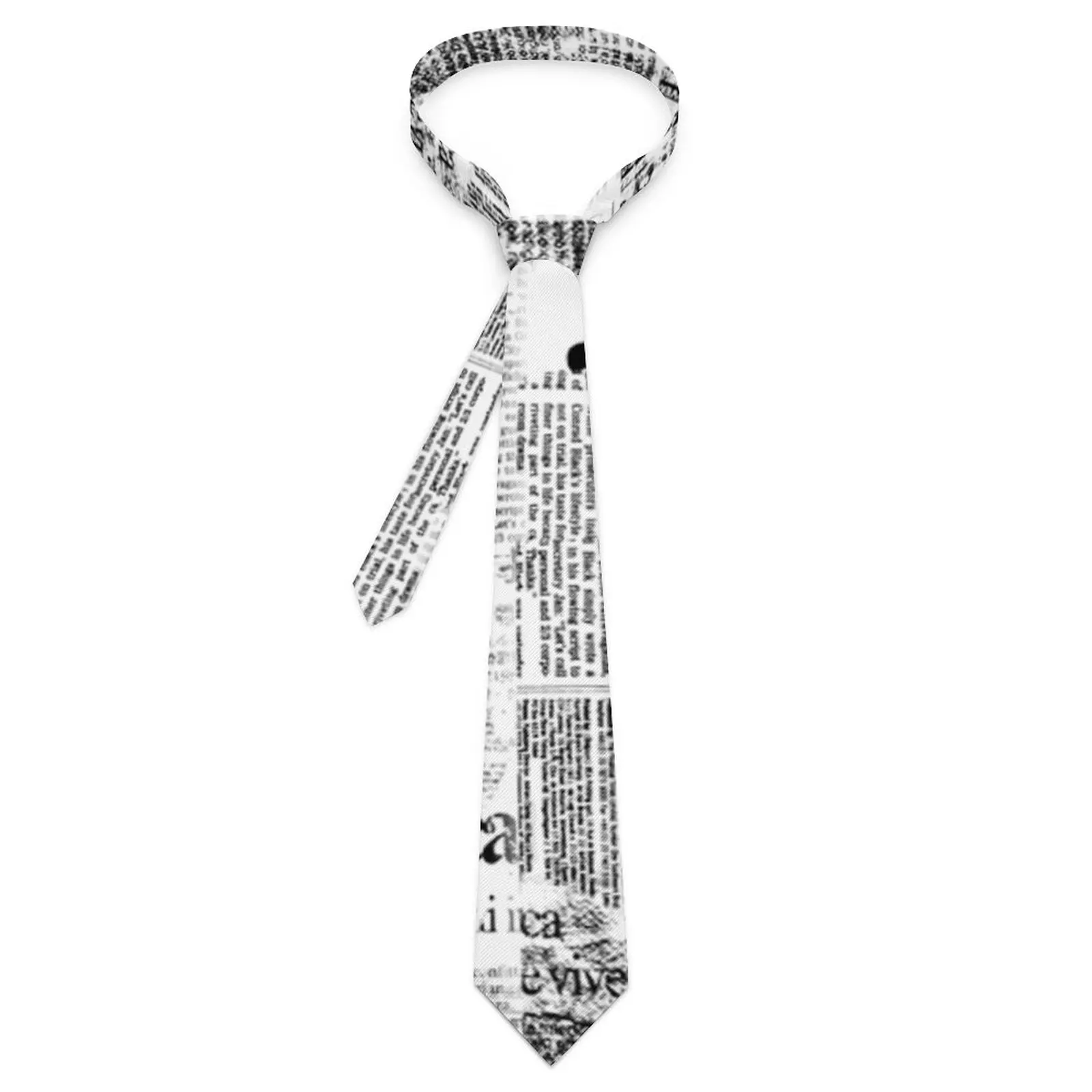 Grunge Newspaper Tie Black And White Wedding Neck Ties Adult Kawaii Funny Necktie Accessories Great Quality Custom Collar Tie