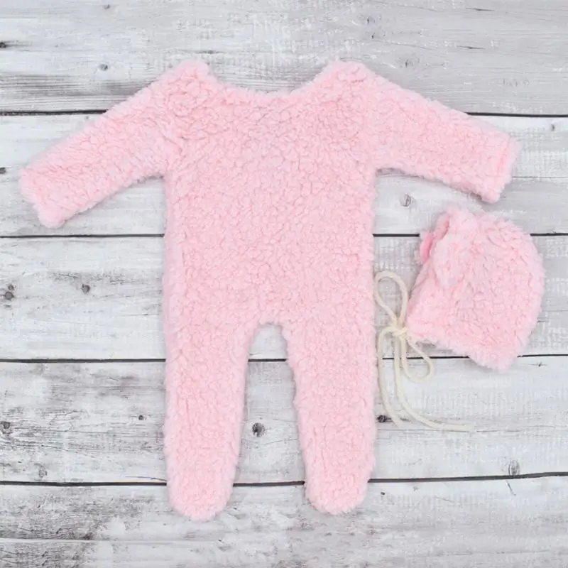 أفخم الطفل رومبير الكرتون الدب قبعة التصوير الفوتوغرافي يطرح الزي الوليد دش هدية