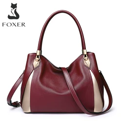 FOXER Borsa tote da donna in vera pelle (colore nero fuori magazzino) Regalo per signora