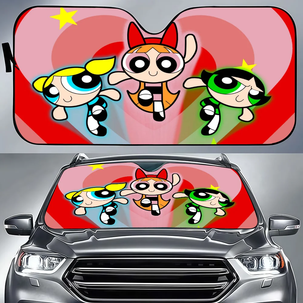 

The-P-Powerpuffs Car Sunshade Shade Sun Protector Windshield Visor Cover Foldable Baby Car Retractable UV Protection