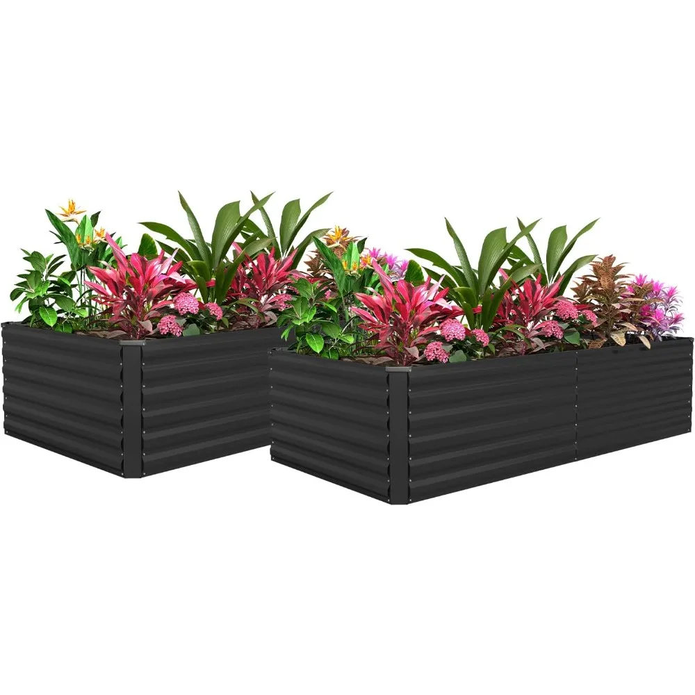 

2pcs 8x4x2ft Galvanized Raised Garden Bed, Planter Raised Garden Boxes Outdoor, Large Metal Raised Beds for Gardening