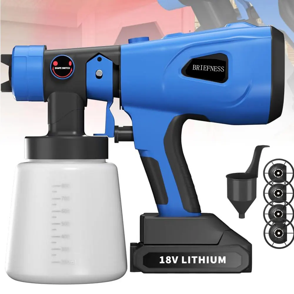 Fence HVLP Paint Sprayer 2000W, DIY Electric Hand Held Cordless Spray Gun, 1000ml/4 Nozzles/3 Patterns, and Adjustable Valve