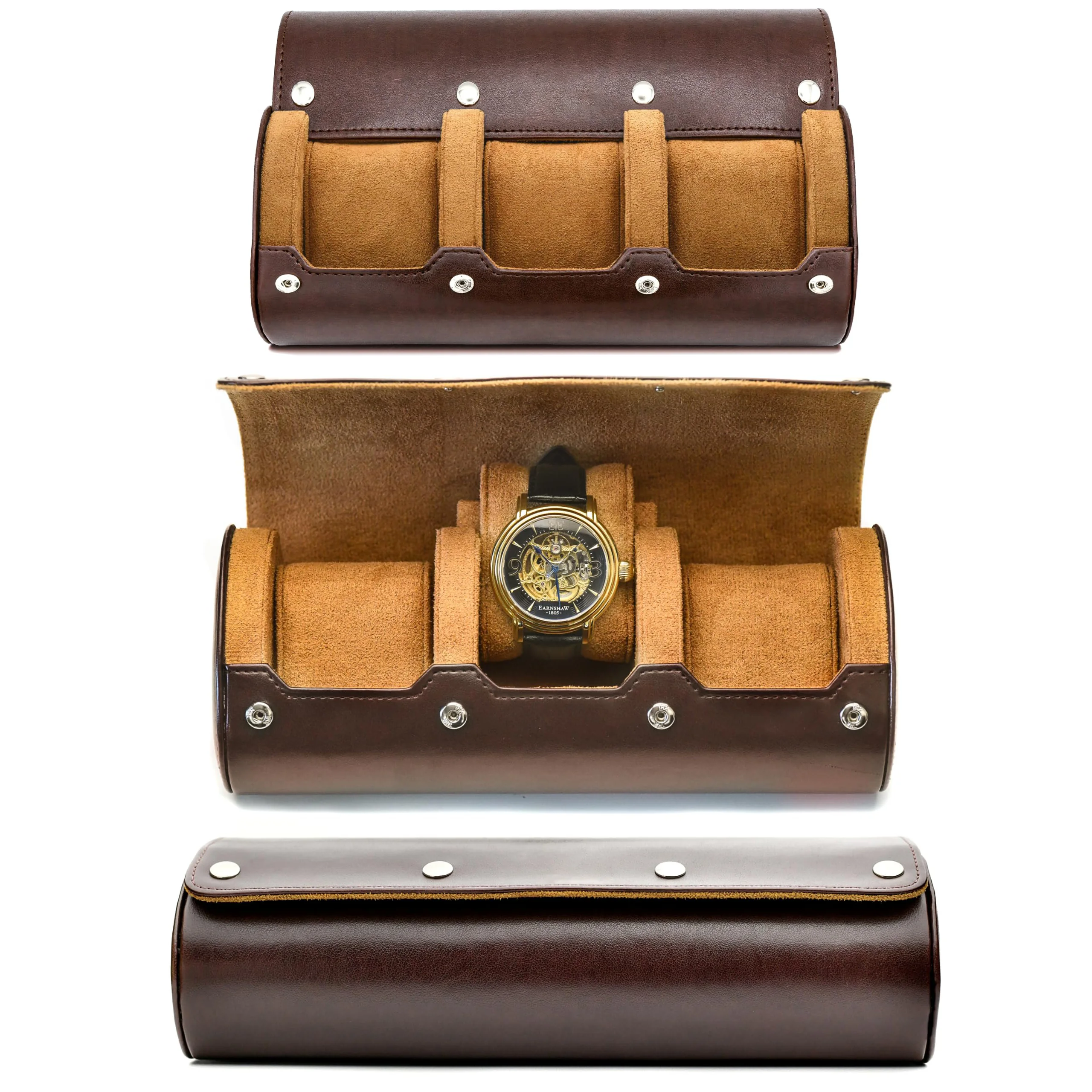Bekijk reisetui, 6-slot horlogerol reisetui organisator display - PU lederen horlogekast - horloge-organizer voor heren en dames