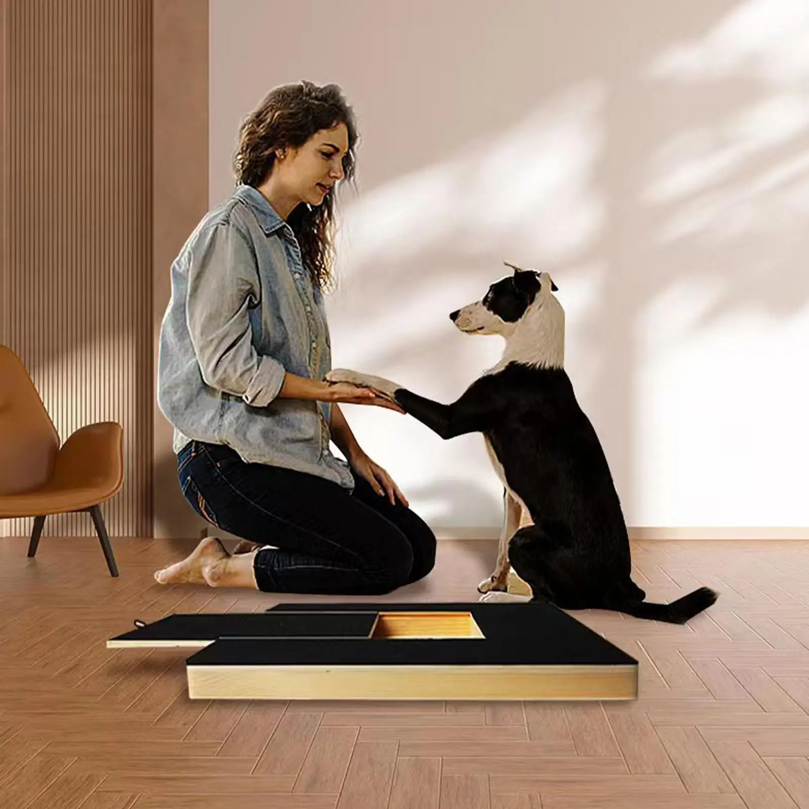 Wooden Pet Scratching Board Toy Dog Nail Scratch Board Nail Trim Pad Pull-Out Built-in Treat Box Dog Sandpaper Board Scratcher