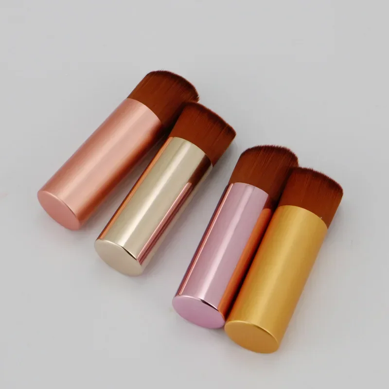 Pennello per trucco Pennello per fondotinta piatto inclinato Pennello per modellare l'asta corta Strumenti per la bellezza del viso Pennello per trucco per fard in fibra