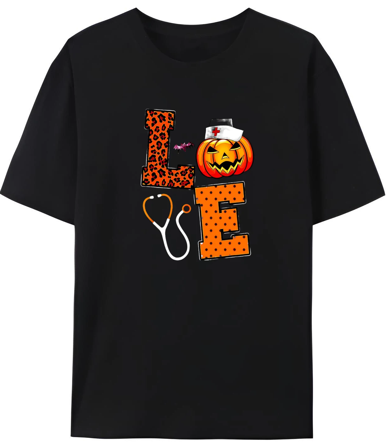 

Love Nurse Pumpkin Nursing Halloween Costume Mens Luxury Designer Printed T-Shirt Trendy Comfortable Tops