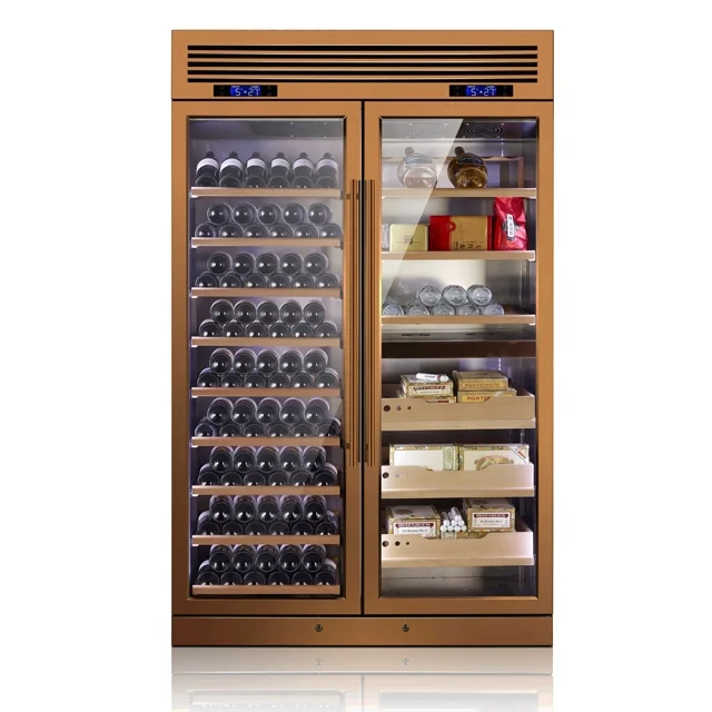 Cigar And Wine Strong Glass Display Cabinet Customize Full Stainless Steel For Bar Or Hotel