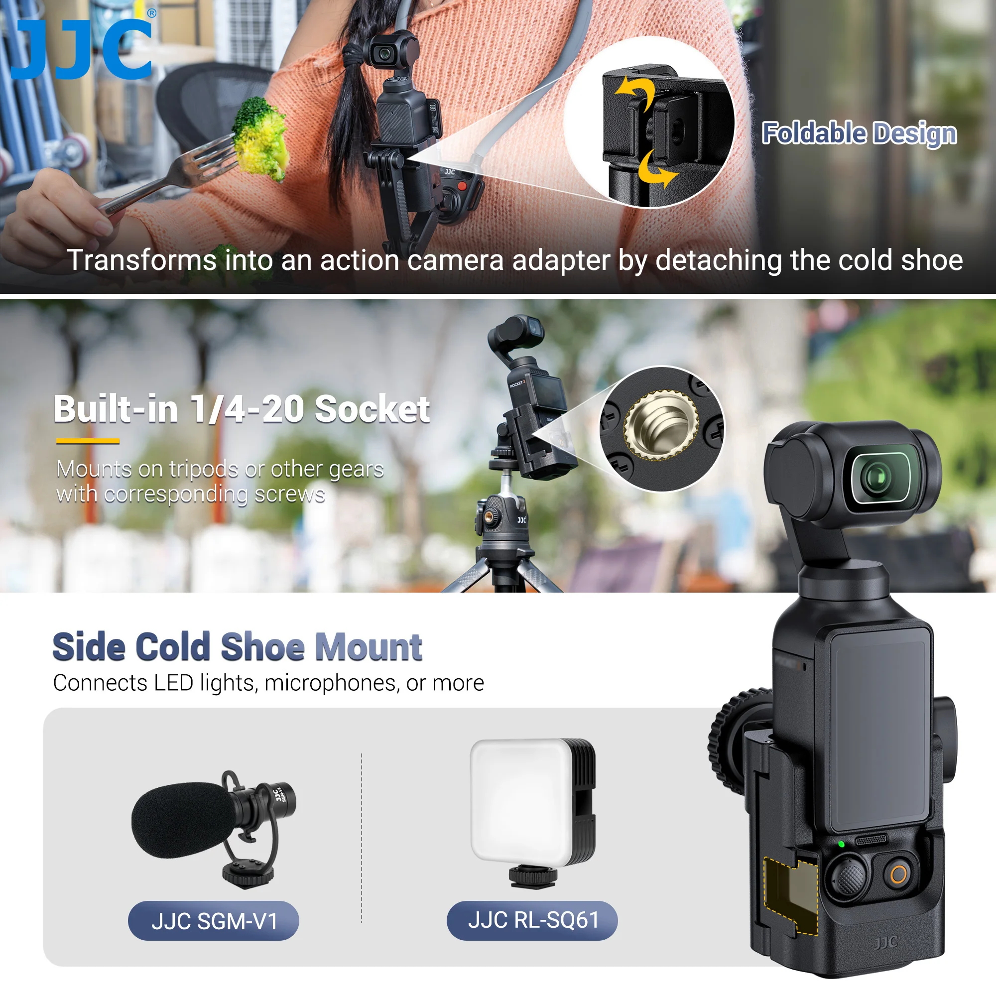 JJC クロッドシューマウント アダプター DJI Osmo Pocket 3/4対応