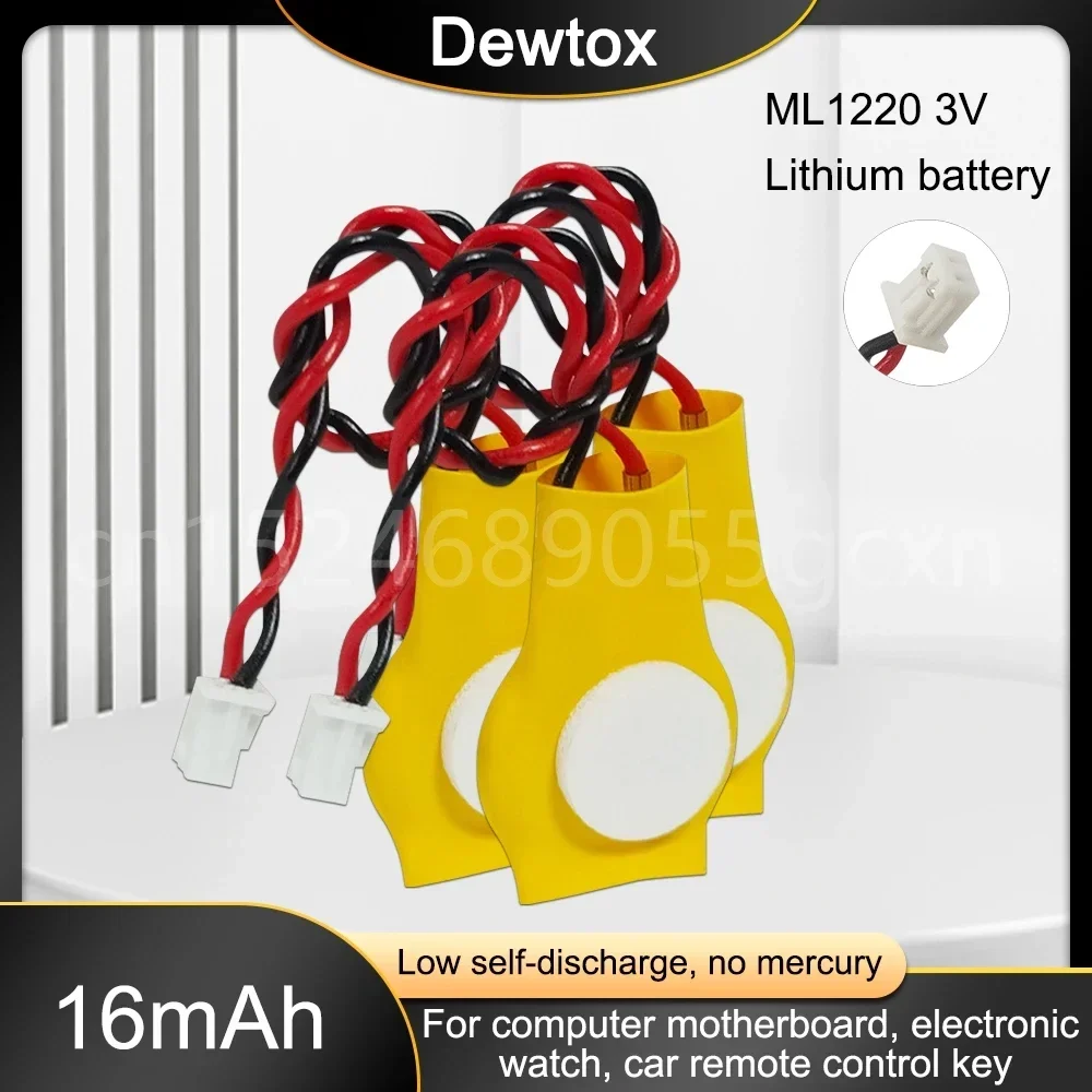 Dewtox ML1220 3V Motherboard CMOS Rechargeable Lithium Battery for Notebook Motherboard Battery Ribbon Battery