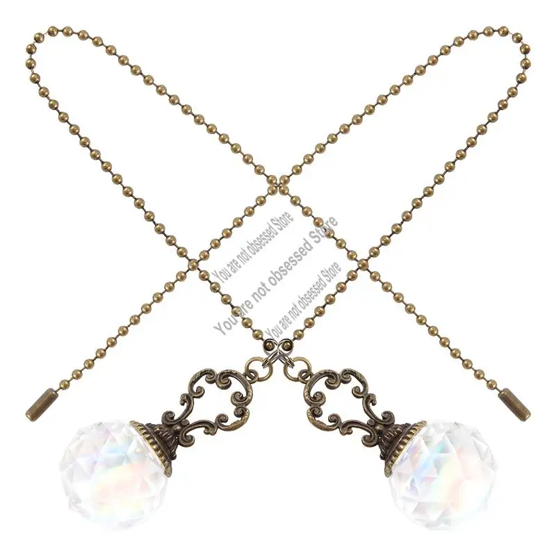 

Set Of 2 Vintage-Style Clear Fan Pull Ceiling Fan Chain Pulls Crystal Prism Ball-A57X