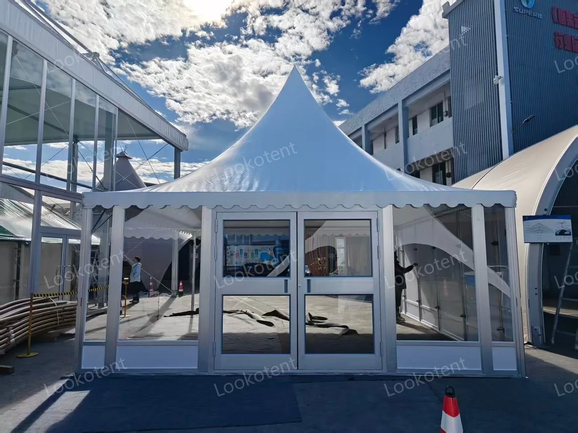 5x5m 20x20ft High Peak Aluminum PVC Pagoda Gazebo Tent for Wedding Party Rental