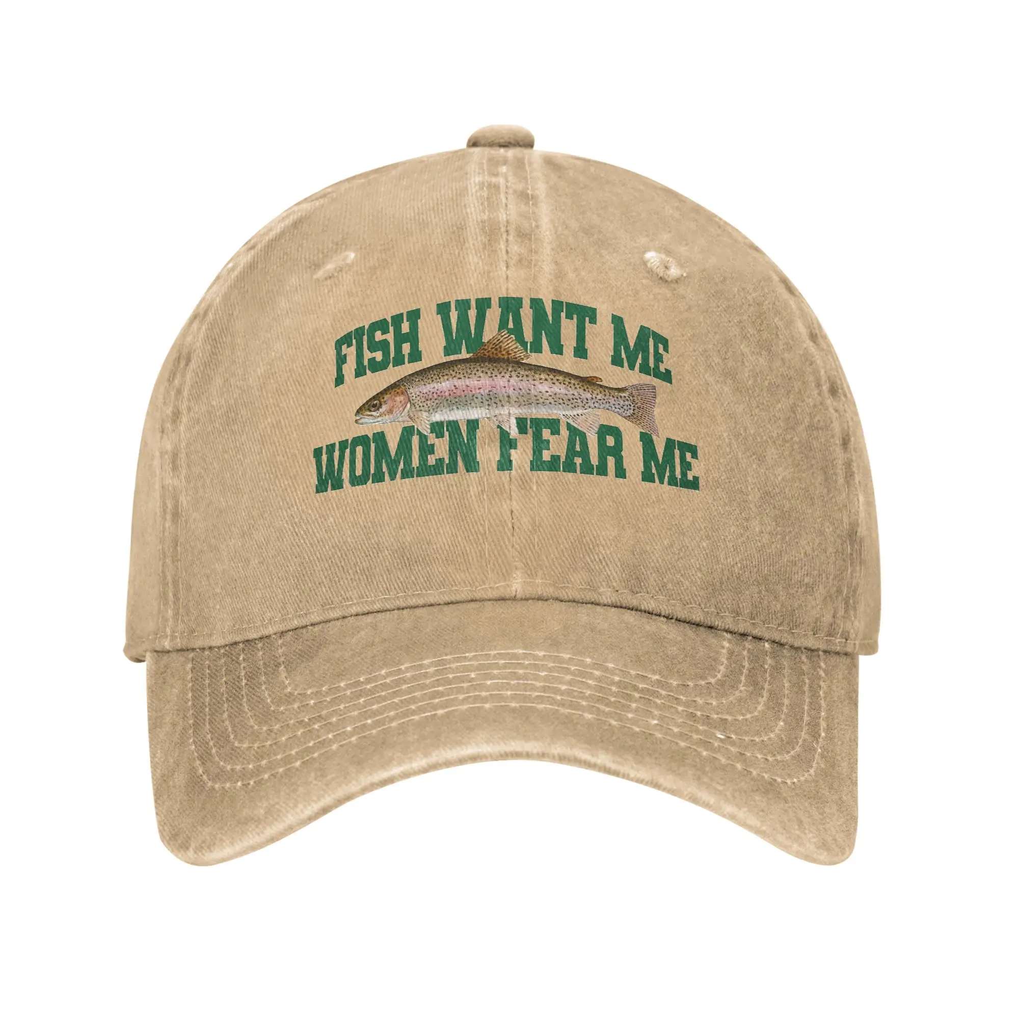 Fish Want Me Women Fear Me Meme Unisex Style Baseball Caps  Distressed Washed Caps Hat Classic Outdoor Travel Snapback Cap