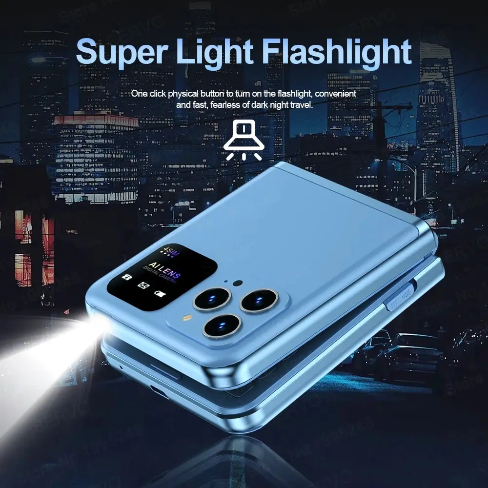 SERVO Flip6 New Folding Mobile Phone 4 SIM Card GSM Network Flashlight Mp3 Speed Dial Push Button Clamshell Phone Classic Colors image 6