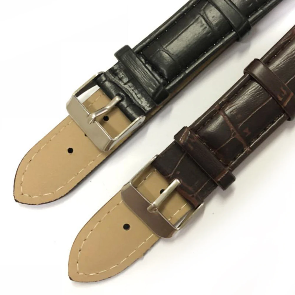 

2 Pcs Bamboo Strap Dark Brown Watch PU Watchband Fashion for Most Wrist Sizes Men Replacement