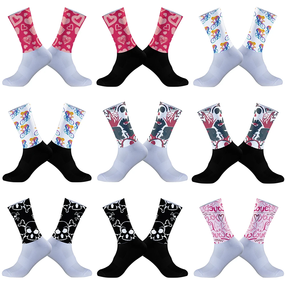 Aero Summer Anti Slip Silicone Socks Cycling Socks Bicycle Sport Running Bike Socks 2024 New