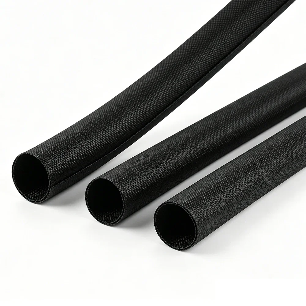 Self-Closed PET Expandable Braided Sleeve Self Closing Flexible Tube Insulated Hose Wire Wrap Cable Self Close Protecter Black