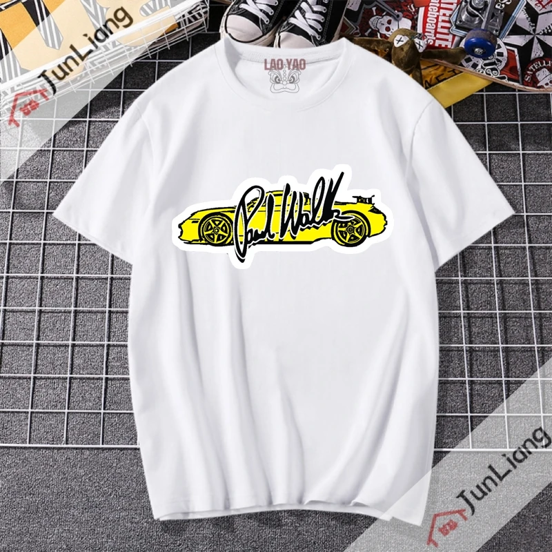 Paul Walker T Shirts Fast and Furious Retro Short Sleeved T-shirt for Women Man Goth Unisex Clothes