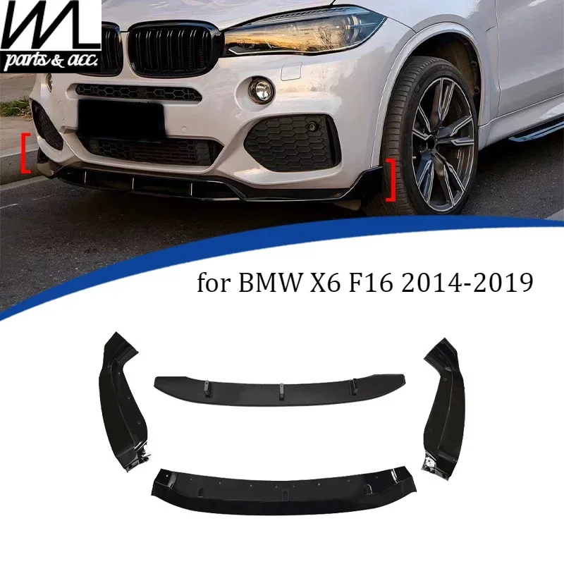 

4 PCS Front Bumper Lip Spoiler Splitter Diffuser for BMW X6 F16 2014-2019 Glossy Black Trim Cover Body Kits Car Accessories