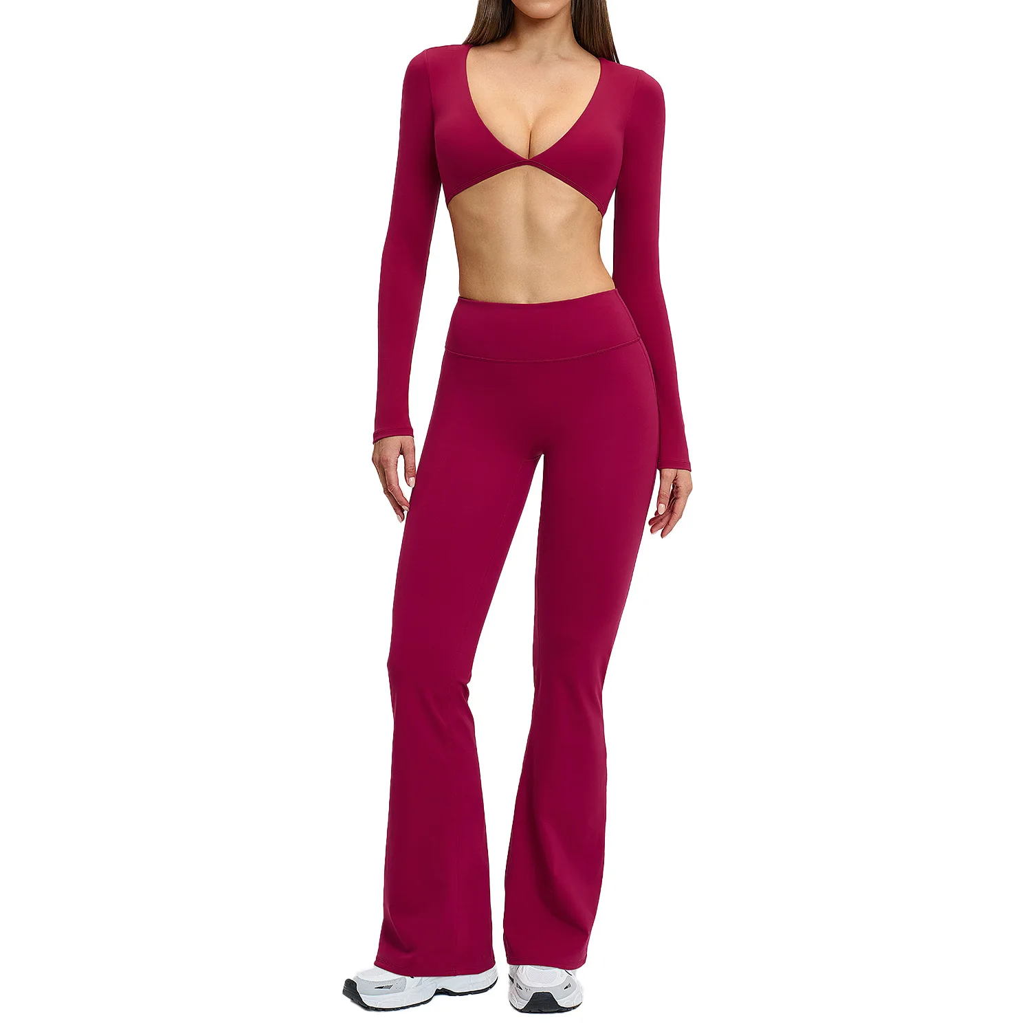 Maxdutti Shaved Micro La Yoga Set European And American Sports Running Fitness Set Neck Hanging Beauty Two Piece Set Women's