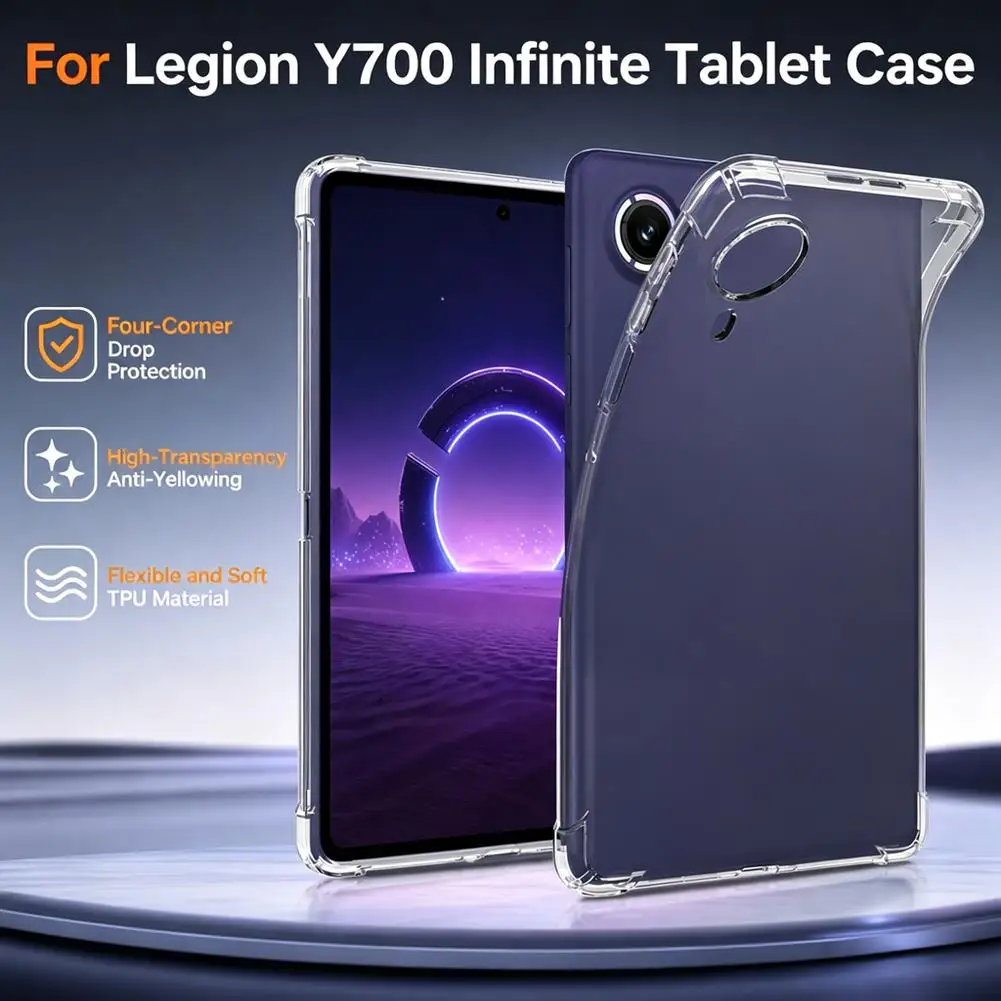 Clear TPU Case For Lenovo Legion Y700 Infinite 8.4 Inch Shockproof Protective Shell Anti-Yellowing Corner Cushion Cover