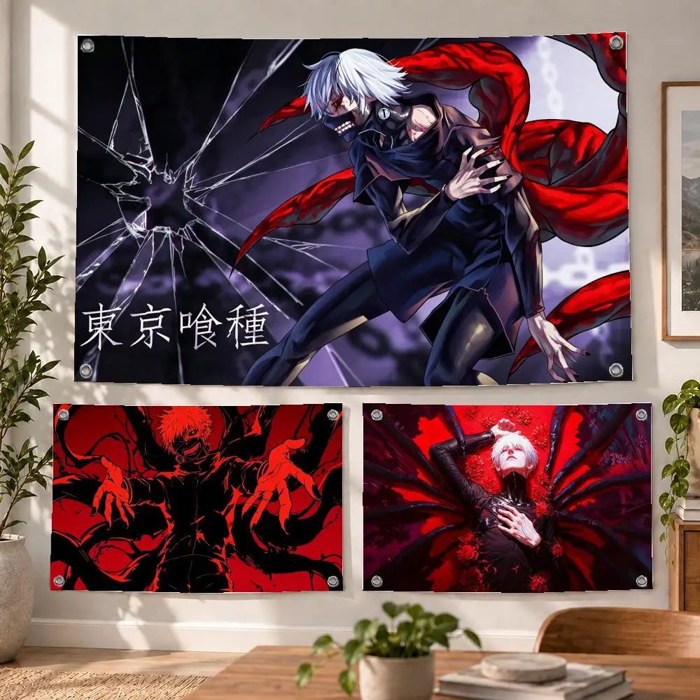 Anime Dark Fantasy Tokyo Ghoul Flags Decorative Flag Banner Indoor Bedroom Dorm Gaming Room Wall Party Club Decor Fan Gift