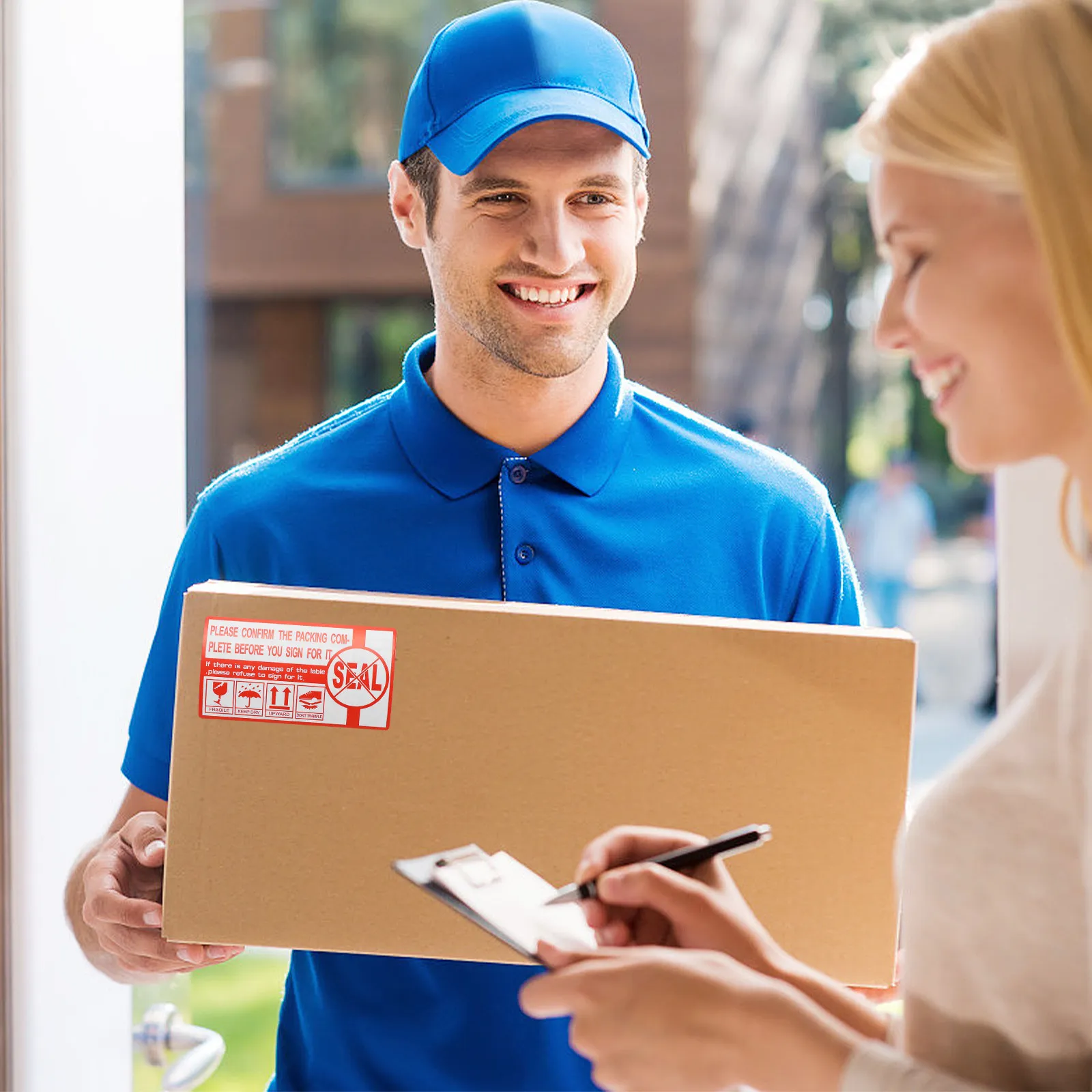 

Handle with Care Warning Label Roll Fragile Sticker Shipping Packing Label Easy Stick to Cartons Drums Pallets Compact