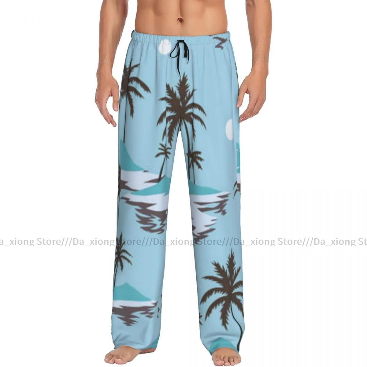 Men's Casual Pajama Sleeping Pants Vintage Tropical Palm Trees Lounge Loose Trousers Comfortable Nightwear