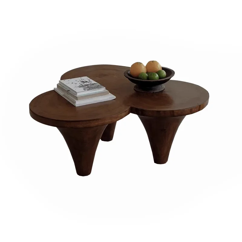 

Japanese-style wabi-sabi wind solid wood round coffee table living room B & B creative designer South East Asia coffee table