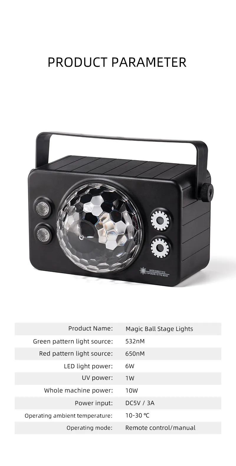 Stage Light Laser Light Sound Activated LED Magic Ball Light RGB Strobe Flash Light Party Atmosphere Lamp Disco KTV Bar Club DJ