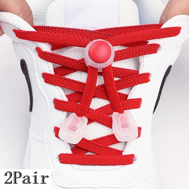 1 paar/2 Paar NEUE Elastische Schnürsenkel Flache Schnürsenkel Ohne Krawatten Kinder Runde Snap Lock Erwachsene Schnell schnürsenkel Schuh Zubehör