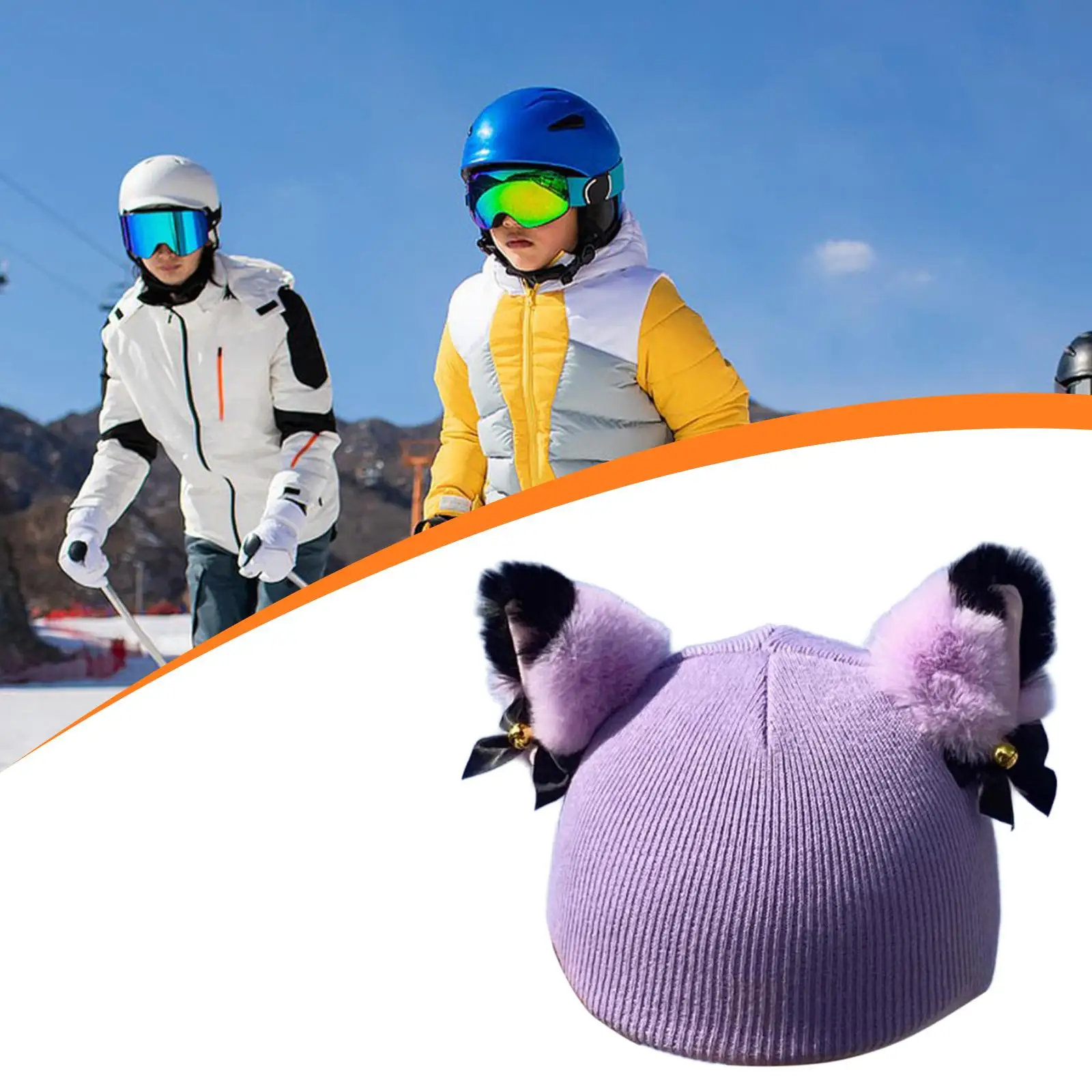

Cat Ear Ski Helmet Cover Snowboard Helmet Cover Soft Lovely Cute Creative Knitted Decor Snowboarding Skiing Accessory for Ski