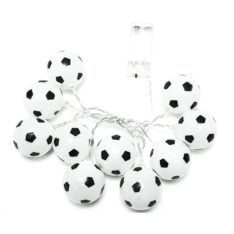 Soccer Balls String Lights 10 LED Football Garland Lights Bedroom Home Wedding Party Christmas Decorative Lights White image 6