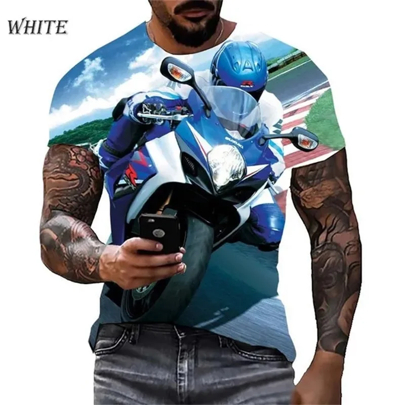 Cool Motorcycle Racing Graphics T-Shirt For Men 3D Printed Plus Size Men\'s T -Shirt Summer Short Sleeve Tee Tops Streetwear