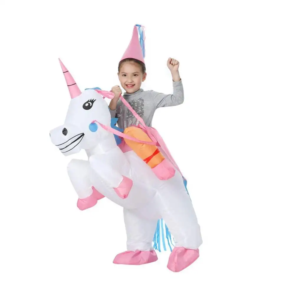 Adult Kids Funny Unicorn Inflatable Costume Suits Dress Mascot Halloween Party Cosplay Costumes for Man Woman Boys Girls