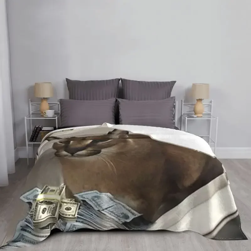 Caracal Big Floppa Cash Blanket Warm Fleece Soft Flannel Africa Gosha Throw Blankets for Bedding Sofa Home Spring