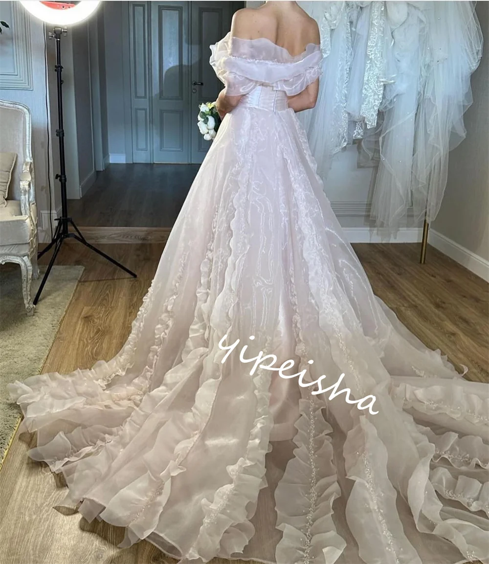 Customized Satin Pleat Beading Cocktail Party Ball Gown Off-the-shoulder Bespoke Occasion  Long Dresses Saudi Arabia