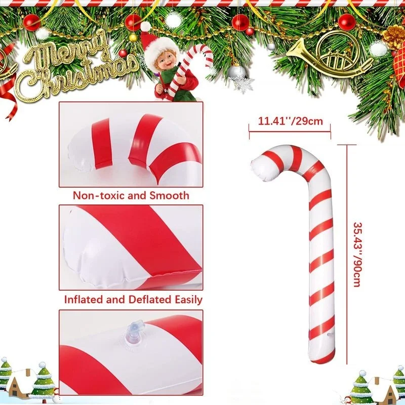 90cm Inflatable Christmas Cane Balloon Merry Christmas Decorations for Home Xmas Ornaments Outdoor Decor Navidad Gifts Noel