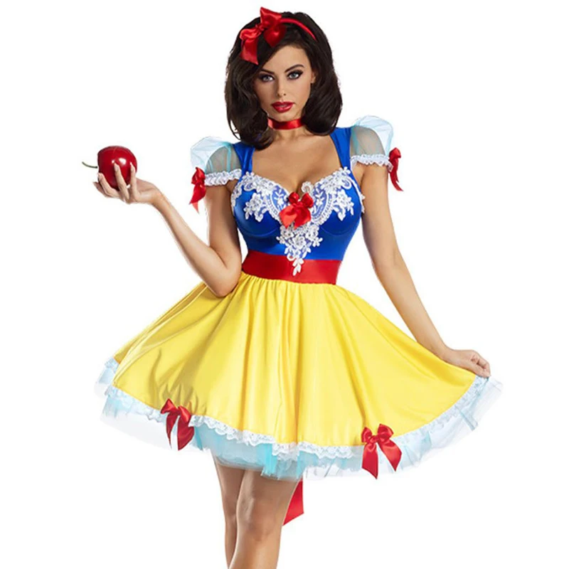 Carnival Halloween Snow White Princess Queen For Woman Costume Classic Fairy Tales Tutu Playsuit Cosplay Party Fancy Dress