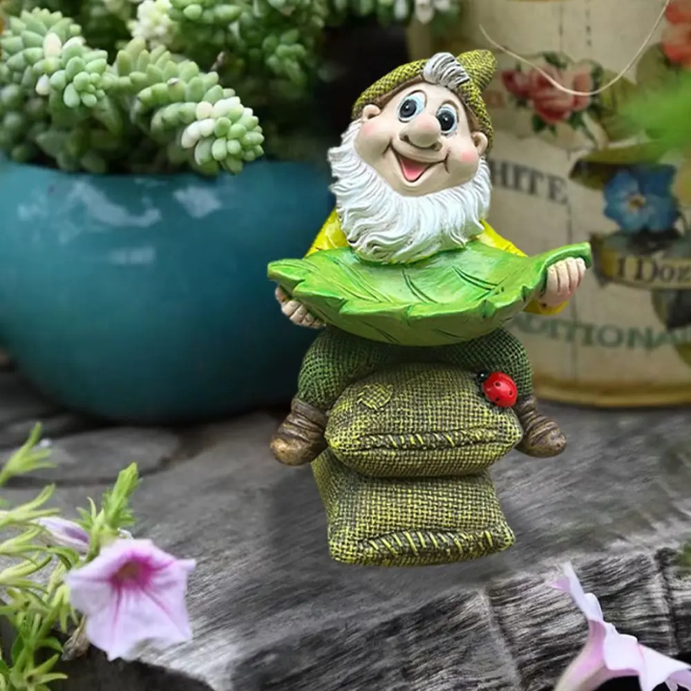 

Resin Dwarf Sculpture Ornament Cute Creative Bird Water Bowl Waterproof Gnomes Bird Feeder for Bird Lovers Parrot