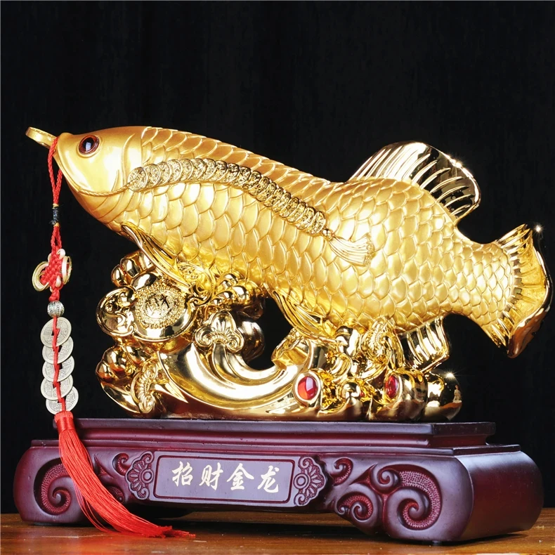 

Large top cool home office company specialty store top cool money lottery dragon fish goldfish amulet feng shui statue decoratio