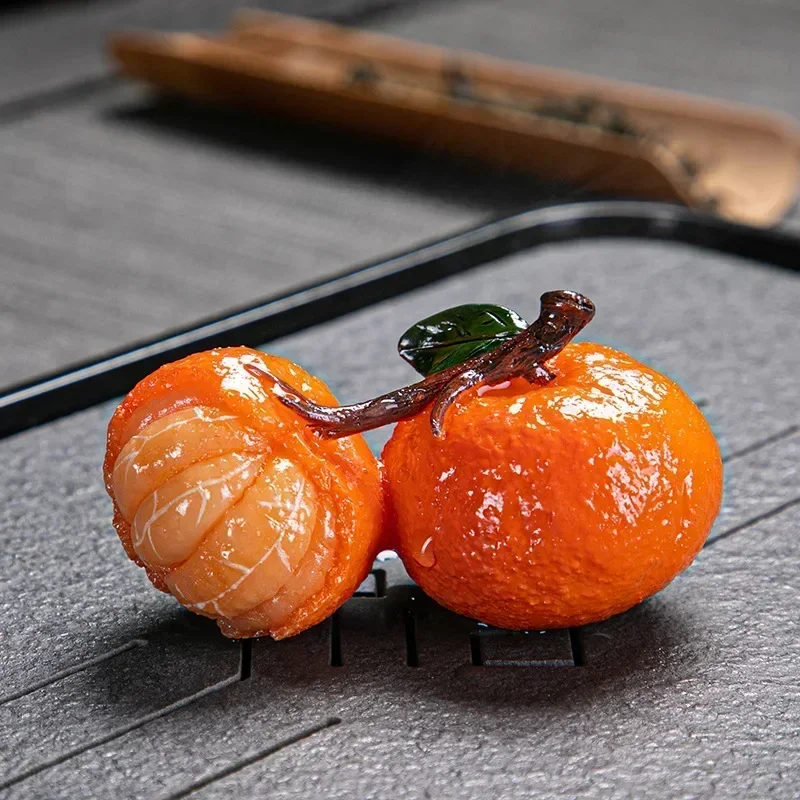 Resin Chinese Color Changing Tea Pet Lucky Orange Model Tea Figurine Ornaments Home Tea Set Decoration Accessories Crafts