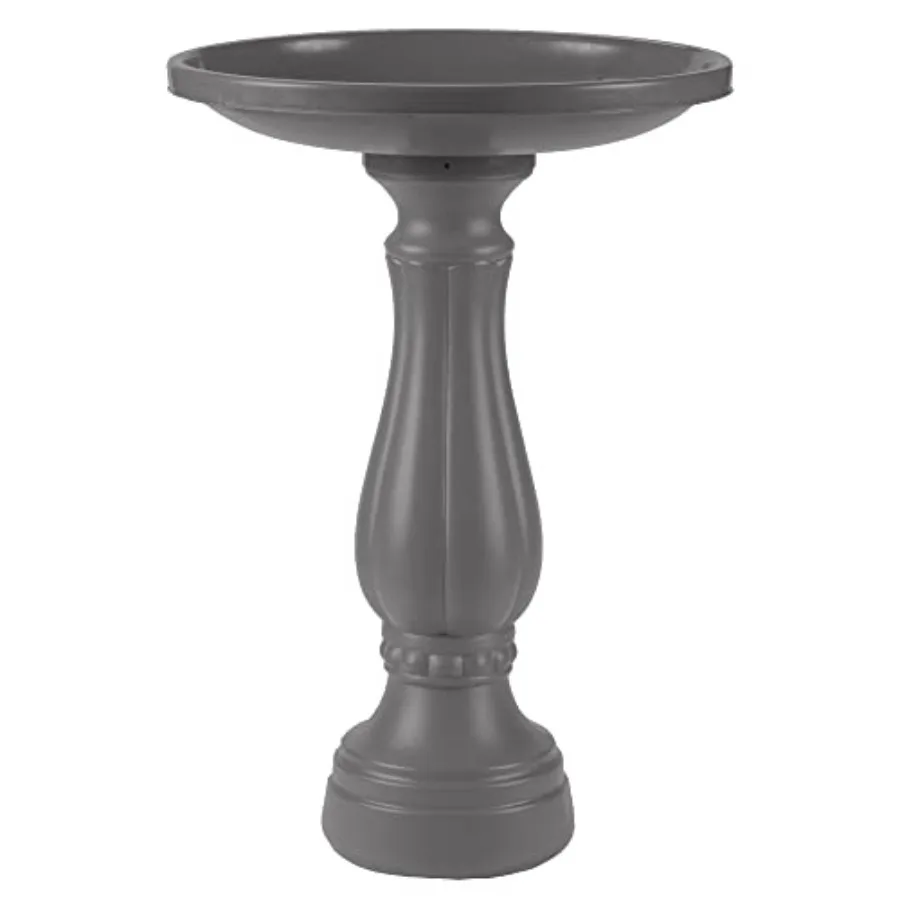 

Promo Birdbath with Pedastal: Charcoal - 17" Basin with 2" Depth, 25" Fillable Pedastal, Smooth Gloss, Durable & Weather Resistant Resin, for Indoor &Outdoor Use, Gardening