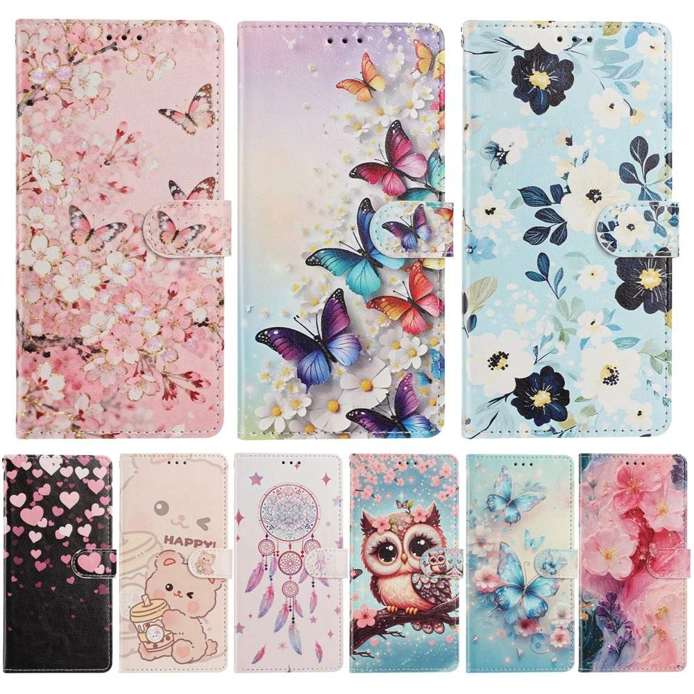 Etui na telefon Funda Redmi Note 15 Pro 3D Butterfly do Xiaomi Redmi Note 15 14 13 12 11 Pro Plus 10 9, skórzane etui z klapką na tył — zdjęcie produktu 2