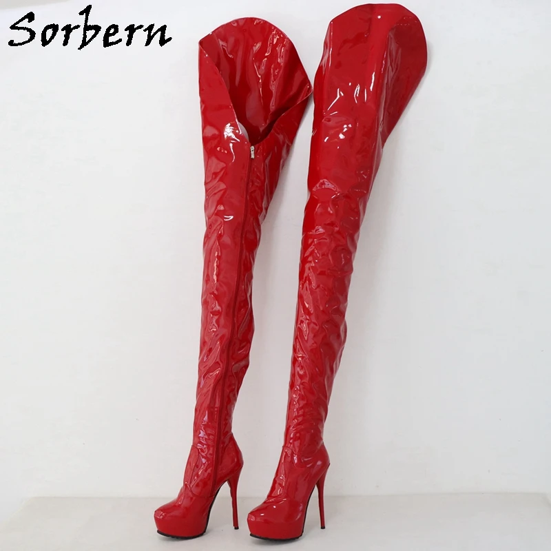 Sorbern Customized 80cm Long Boots Women Crotch Thigh High Heel Platform Asymmetry Outside Long Inside Short For Drag Queen