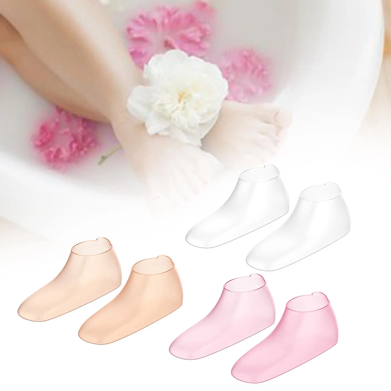 2x Silicone Socks for Women Moisturizing Socks for Cracked Heel SPA Dry Feet