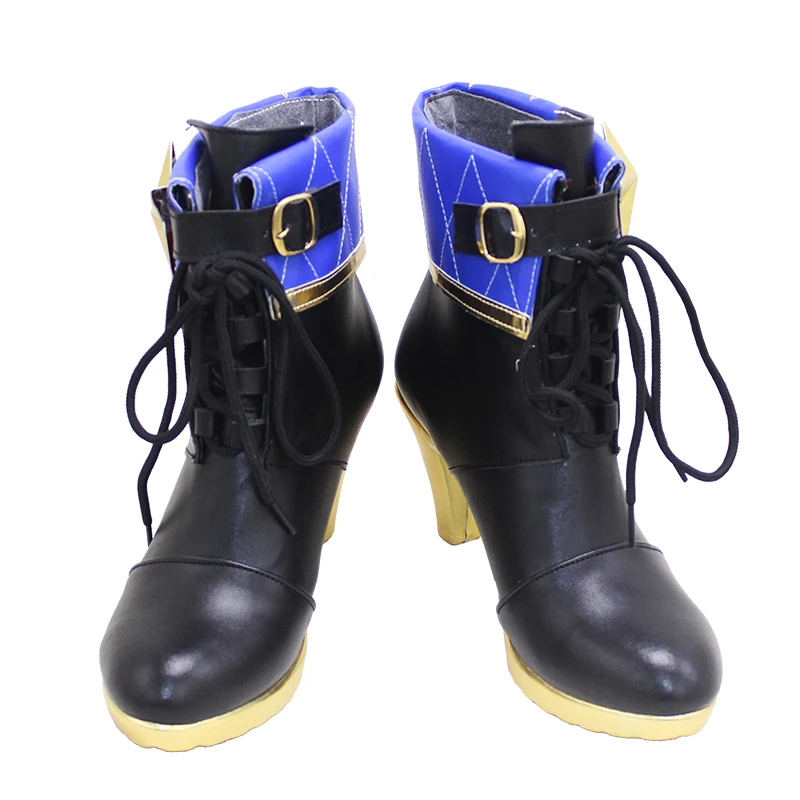 Vtuber Hoshimachi Suisei Cosplay Boots Shoes Leather Shoes Cosplay Accessories Halloween Party High Heel Shoes for Women Girls